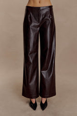 Henry Croc Faux Leather Straight Leg Pants - Dark Chocolate