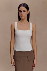 Aisling Ribbed Square Neck Sleeveless Top - Ivory