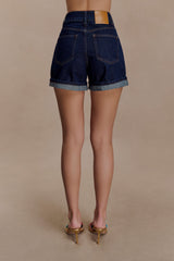 Carlene Cuffed Denim Shorts - Indigo Blue