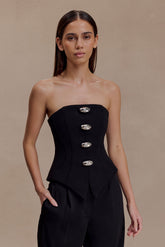 Arla Button Up Corset Top - Black