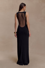 Marlon Crepe And Mesh Maxi Dress - Black