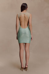 Jasmyn Hot Fix Mini Dress With Mesh Back - Mint