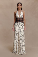 Dinah Lace And Satin Maxi Dress - Polkadot
