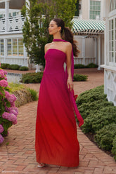 Caira Chiffon Scarf Maxi Dress - Ombre Dark Pink