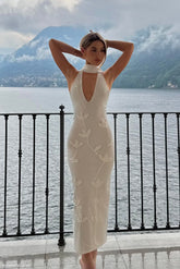 Wynn Floral Knit Midi Dress - White