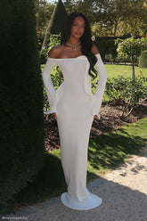 Sandrine Off Shoulder Knit Maxi Dress - White