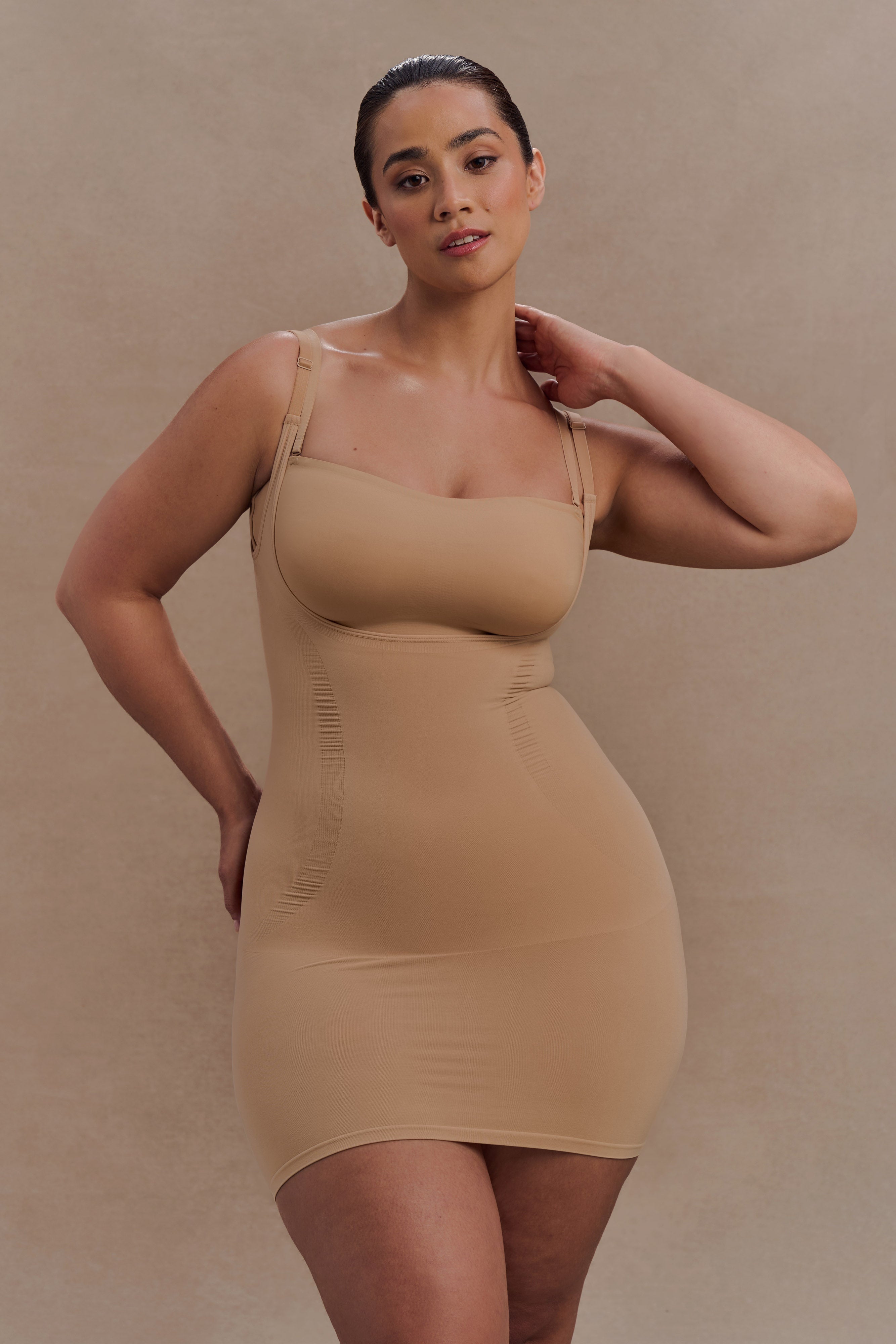 Jocelyn Backless Shapewear Mini Dress - Beige