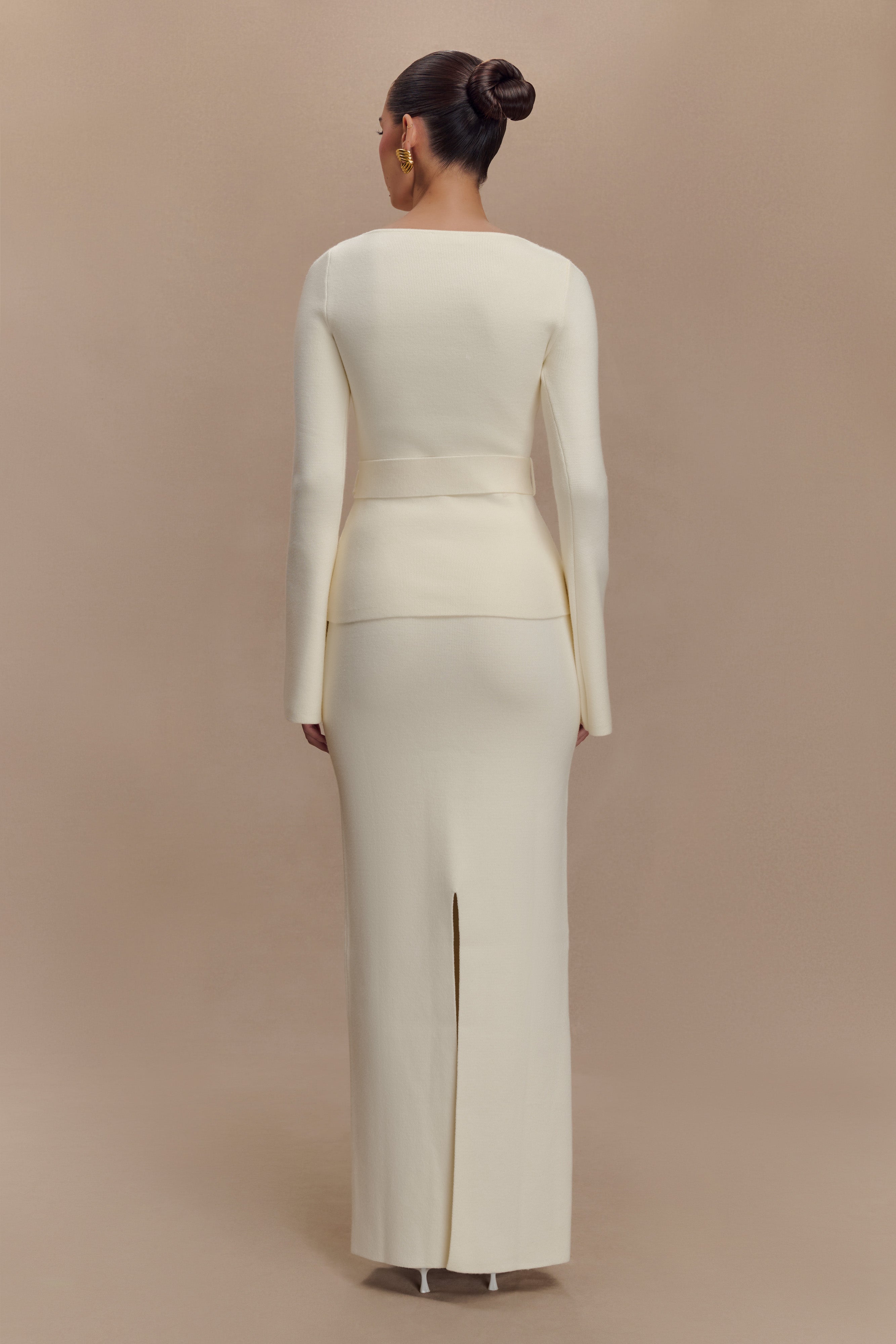 Justine Belted Knit Top - Ivory