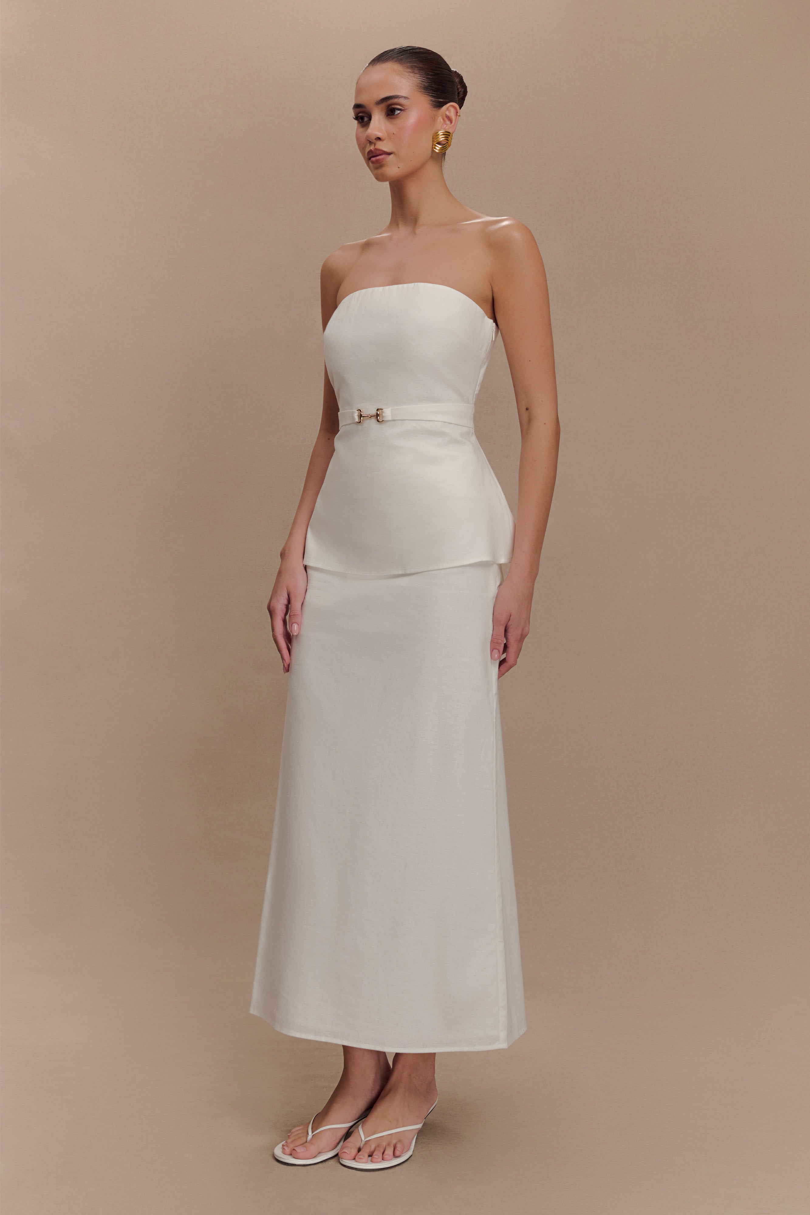 Dora Strapless Linen Top - Ivory