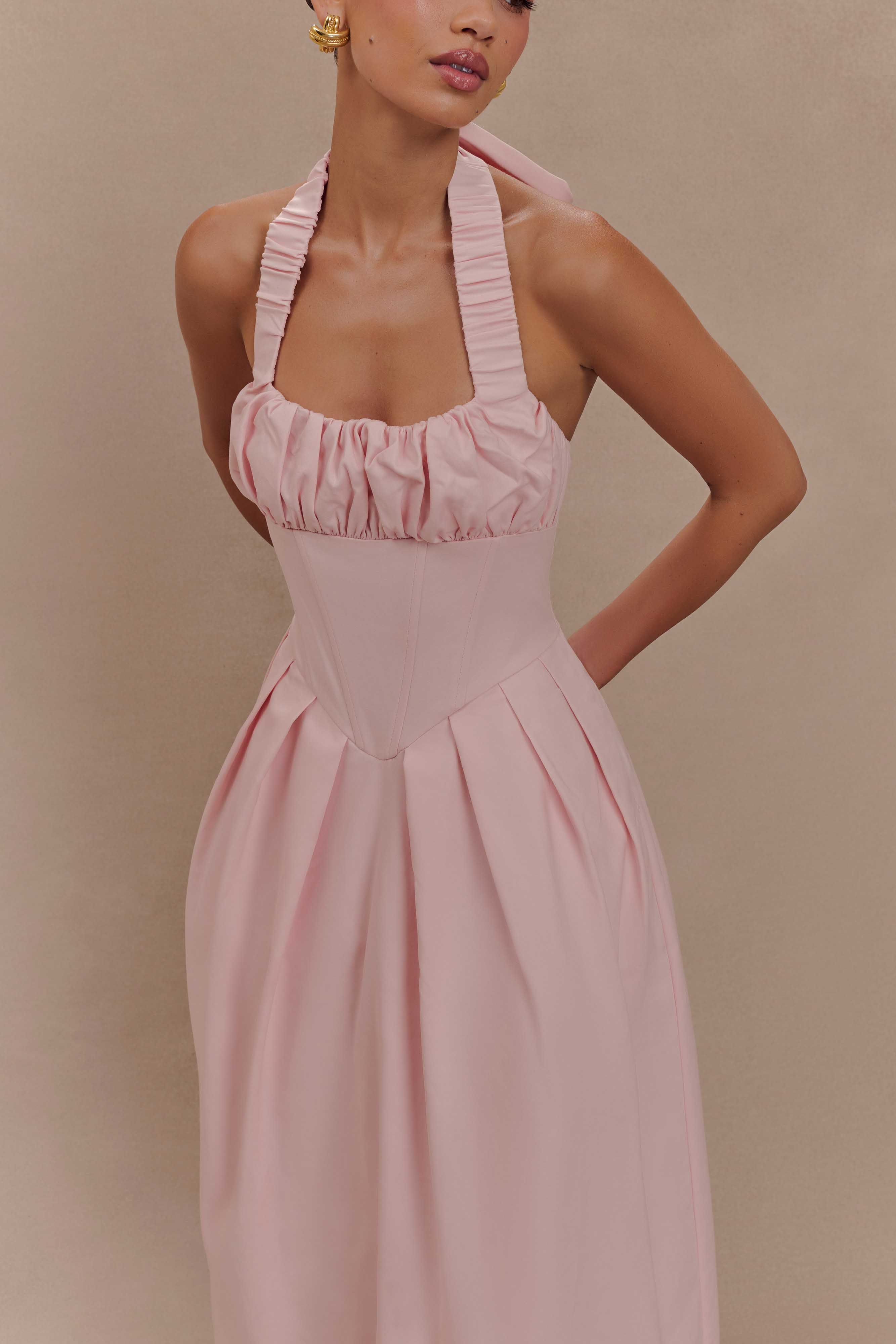 Candy Halter Midi Dress - Ballet Pink