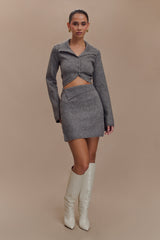 Annabelle Knit Mini Skirt - Charcoal