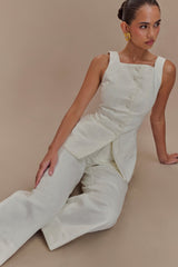 Kaitlyn Square Neck Long Line Top - White