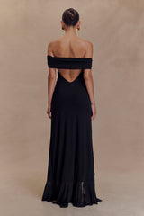 Audrey Off Shoulder Mesh Maxi Dress - Black