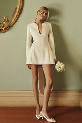 Rosanna Suiting Bow Mini Dress - Ivory