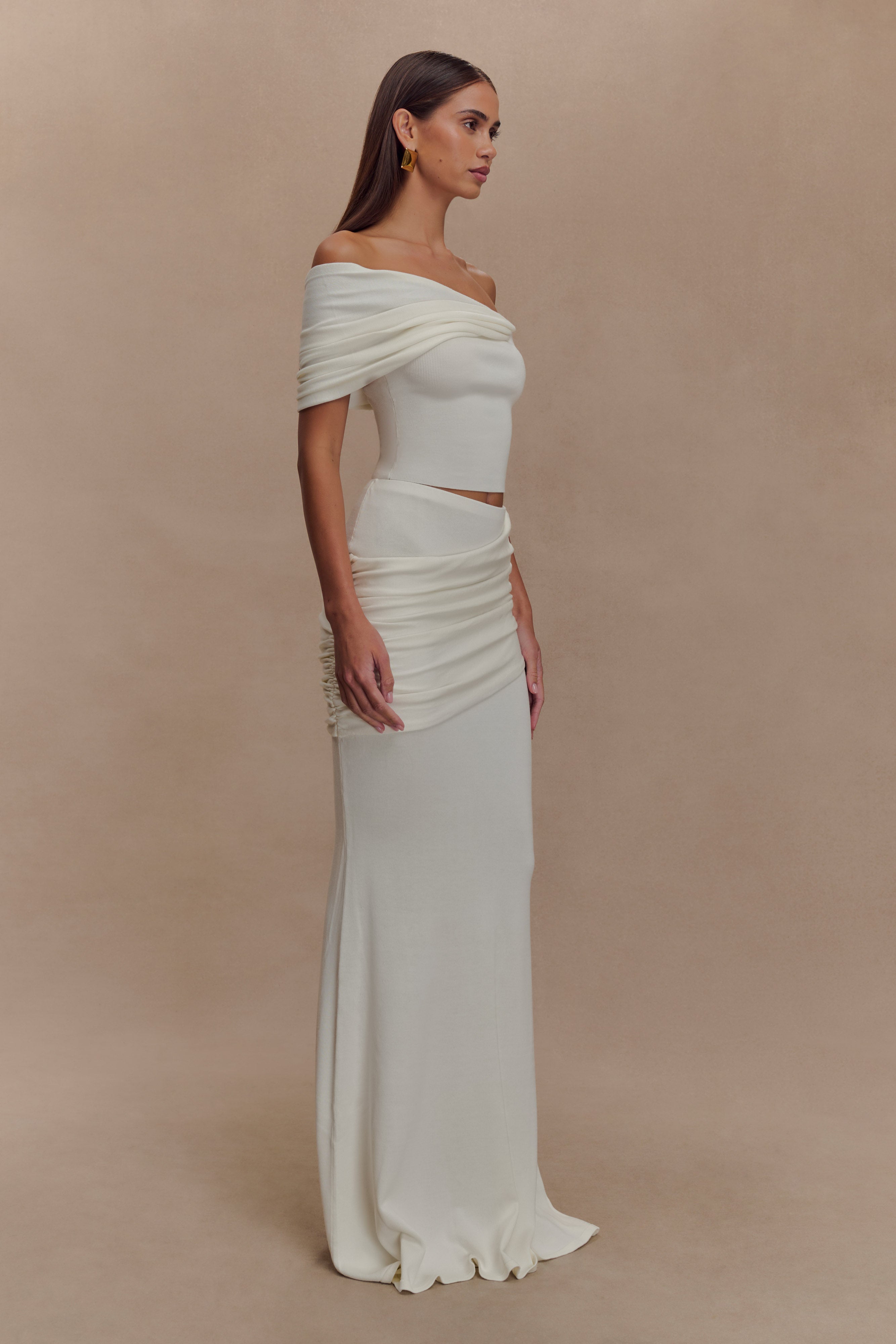 Irene Gathered Knit Top - Ivory