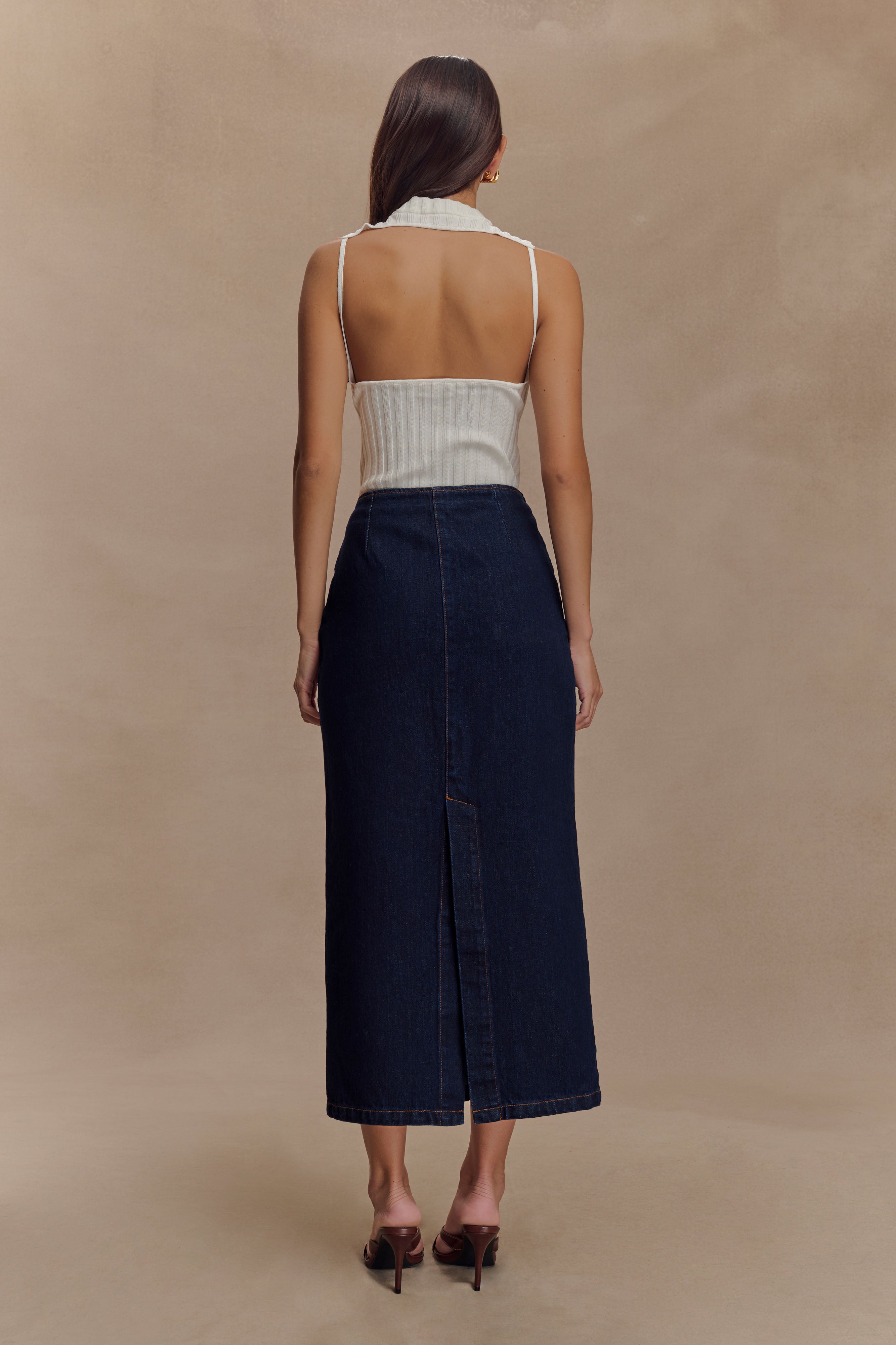 Fallon Denim Midi Skirt - Indigo Blue