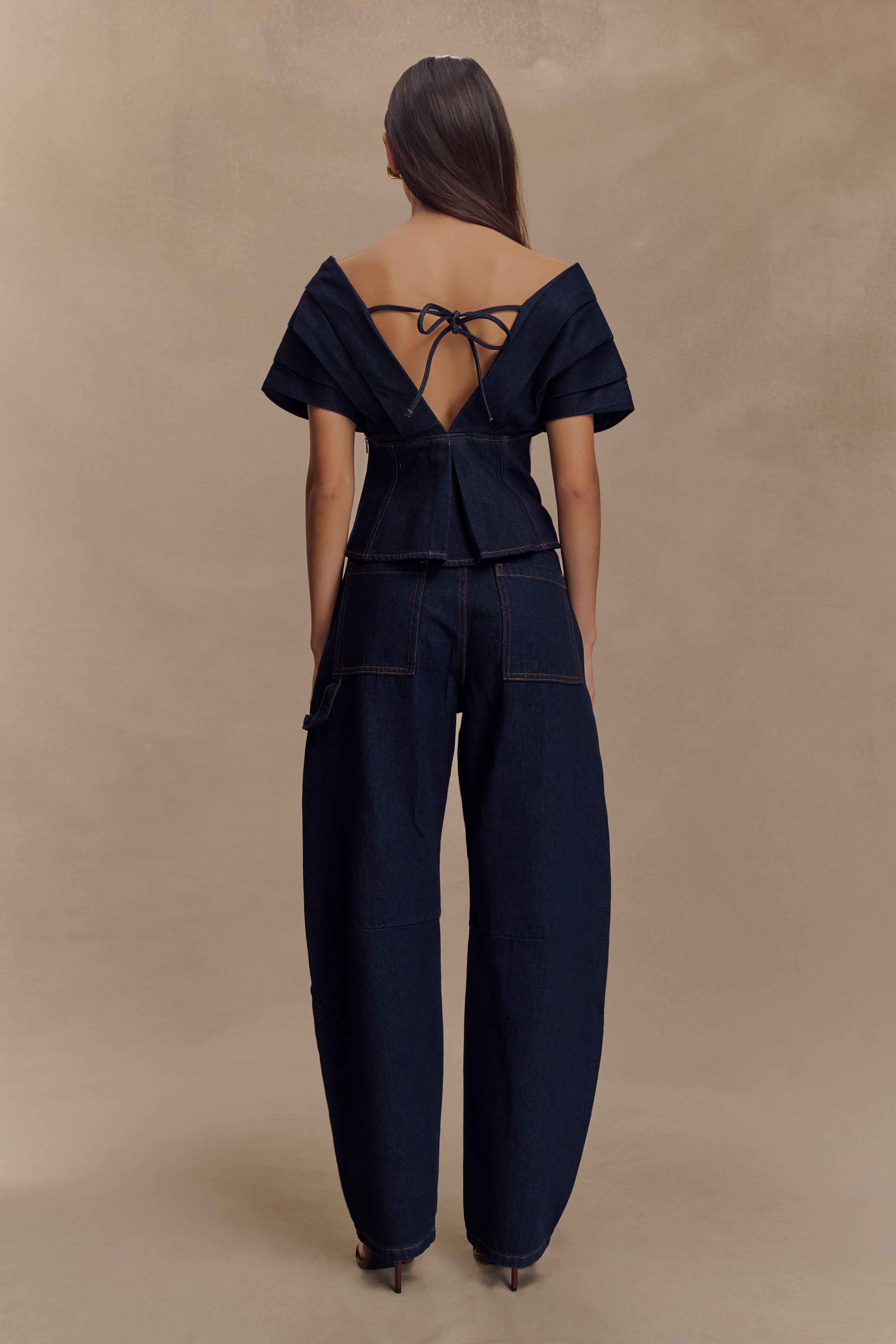Rayne Off Shoulder Denim Top - Indigo Blue