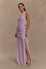 Daria Draped Chiffon Maxi Dress - Light Lilac