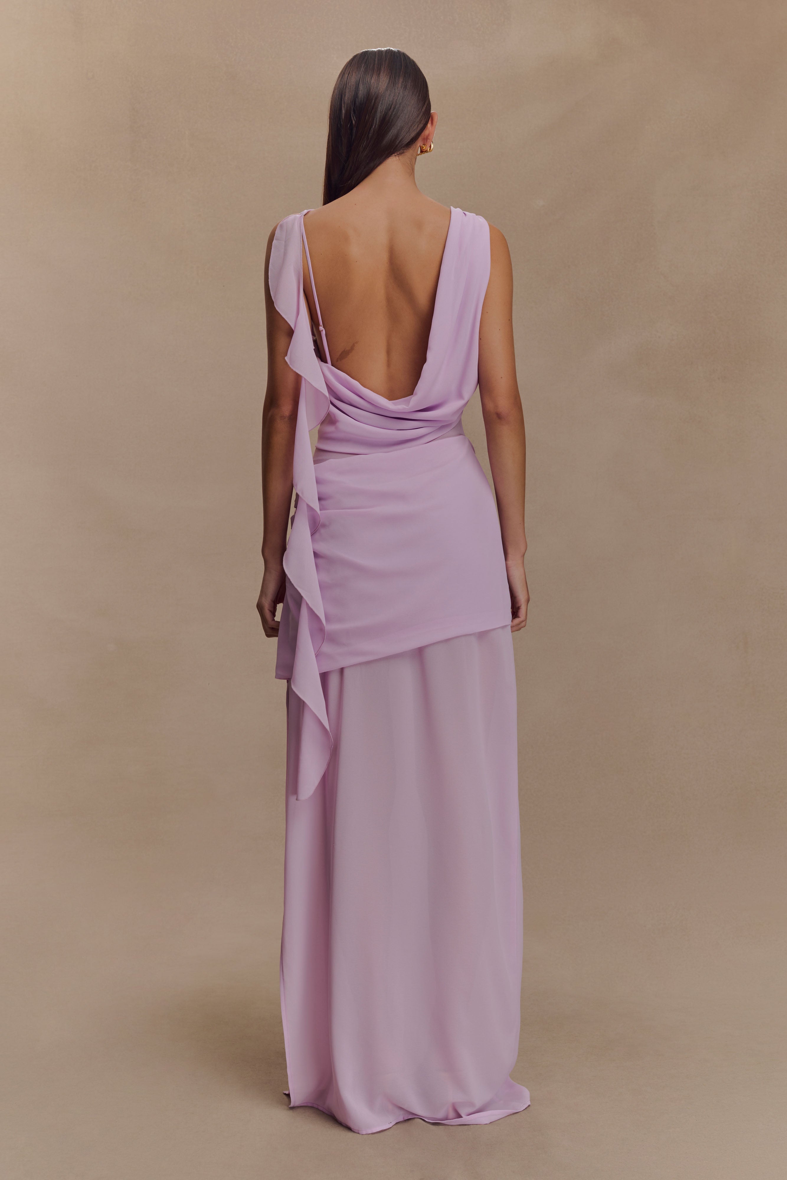 Daria Draped Chiffon Maxi Dress - Light Lilac