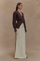 Alexia Buttoned Oversized Cardigan - Dark Chocolate