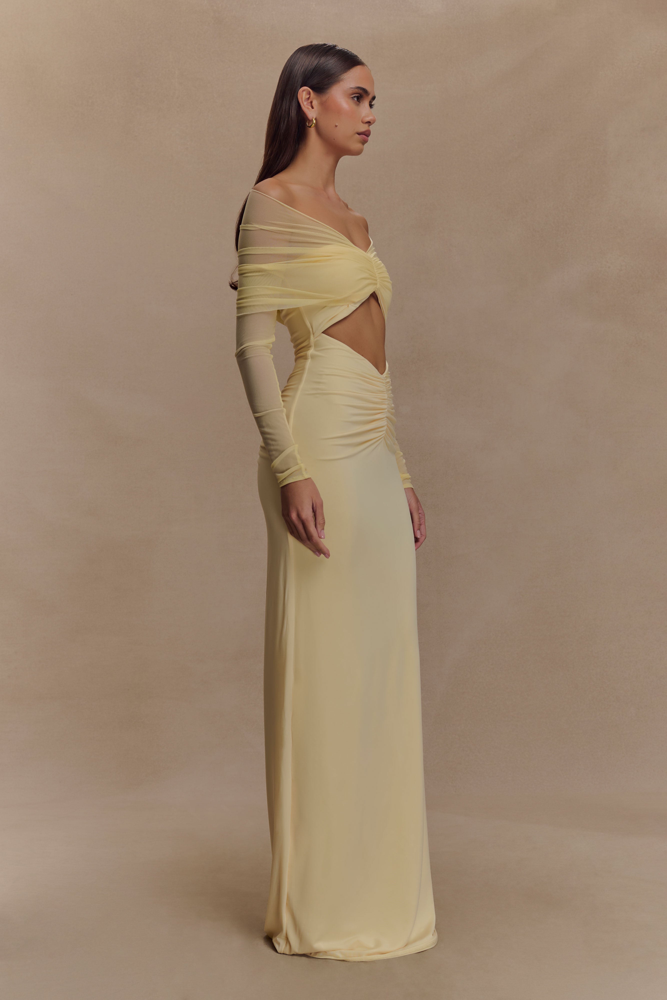 Rafaella Slinky And Mesh Maxi Dress - Lemon