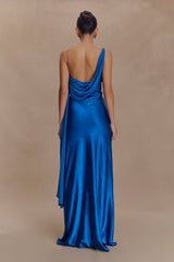 Carah Satin And Chiffon Maxi Dress - Cobalt