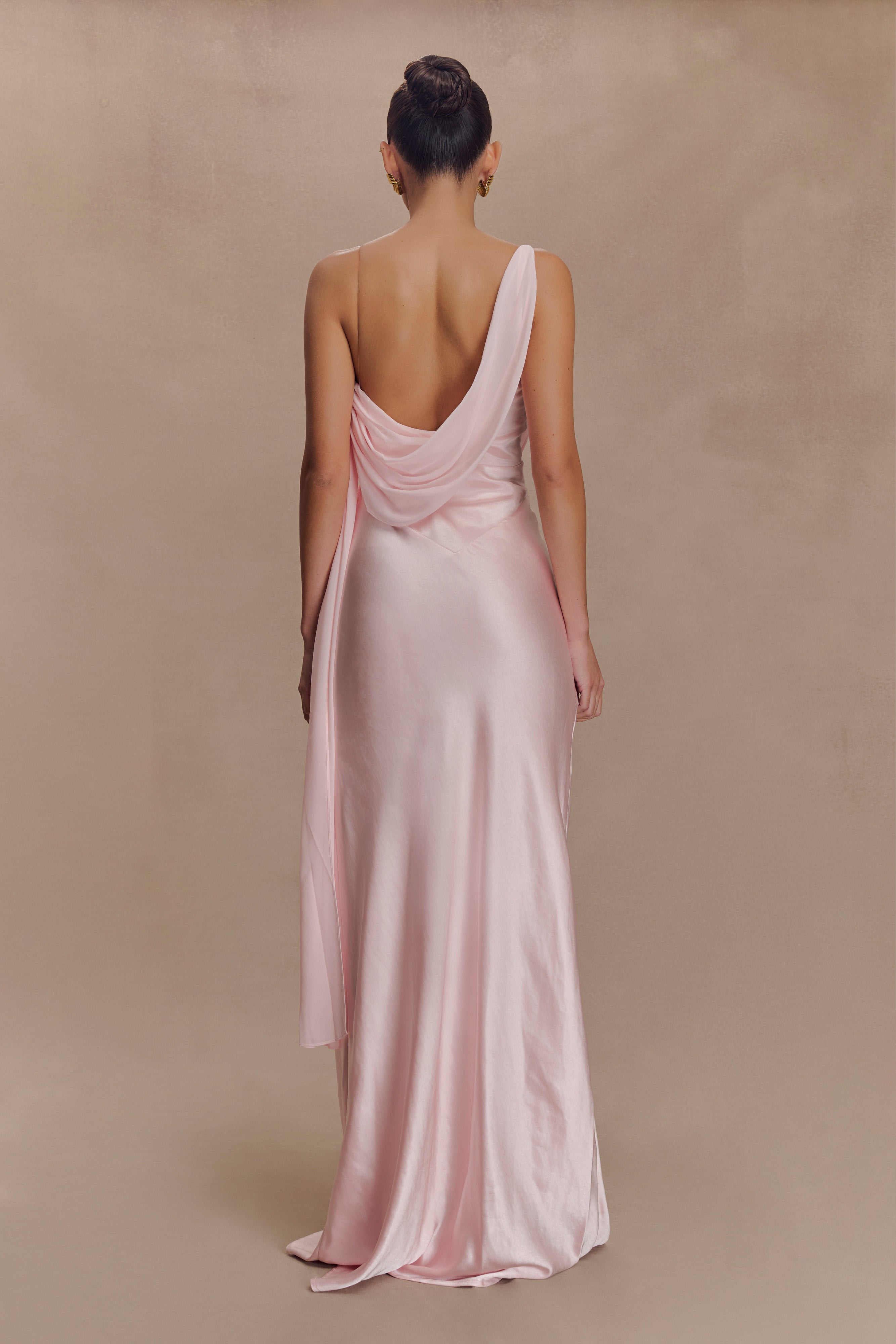 Carah Satin And Chiffon Maxi Dress - Pale Pink