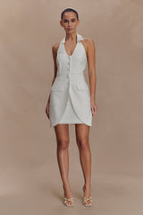 Ruth Cotton Halter Mini Dress - Ivory