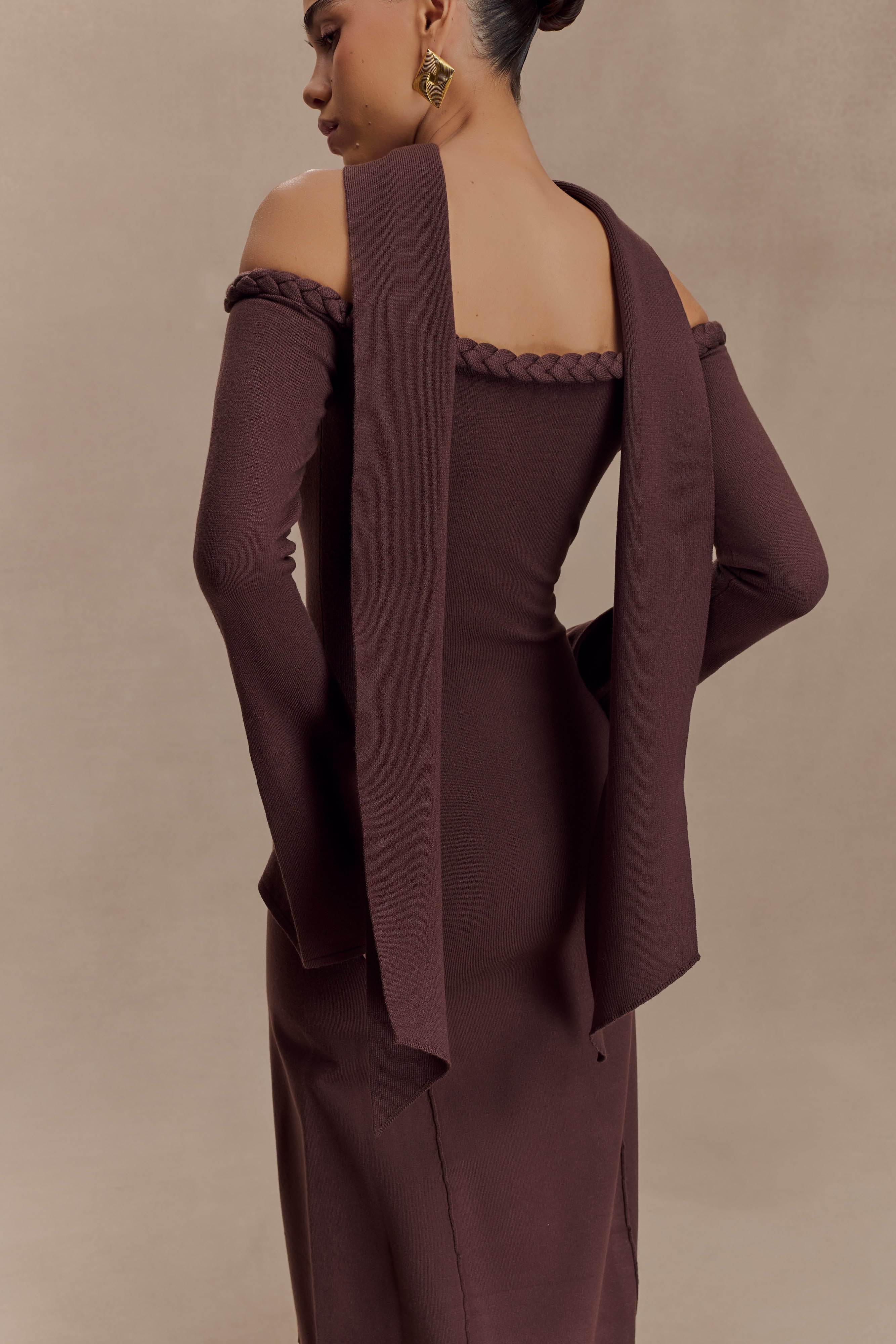 Heidi Strapless Knit Scarf Maxi Dress - Dark Chocolate