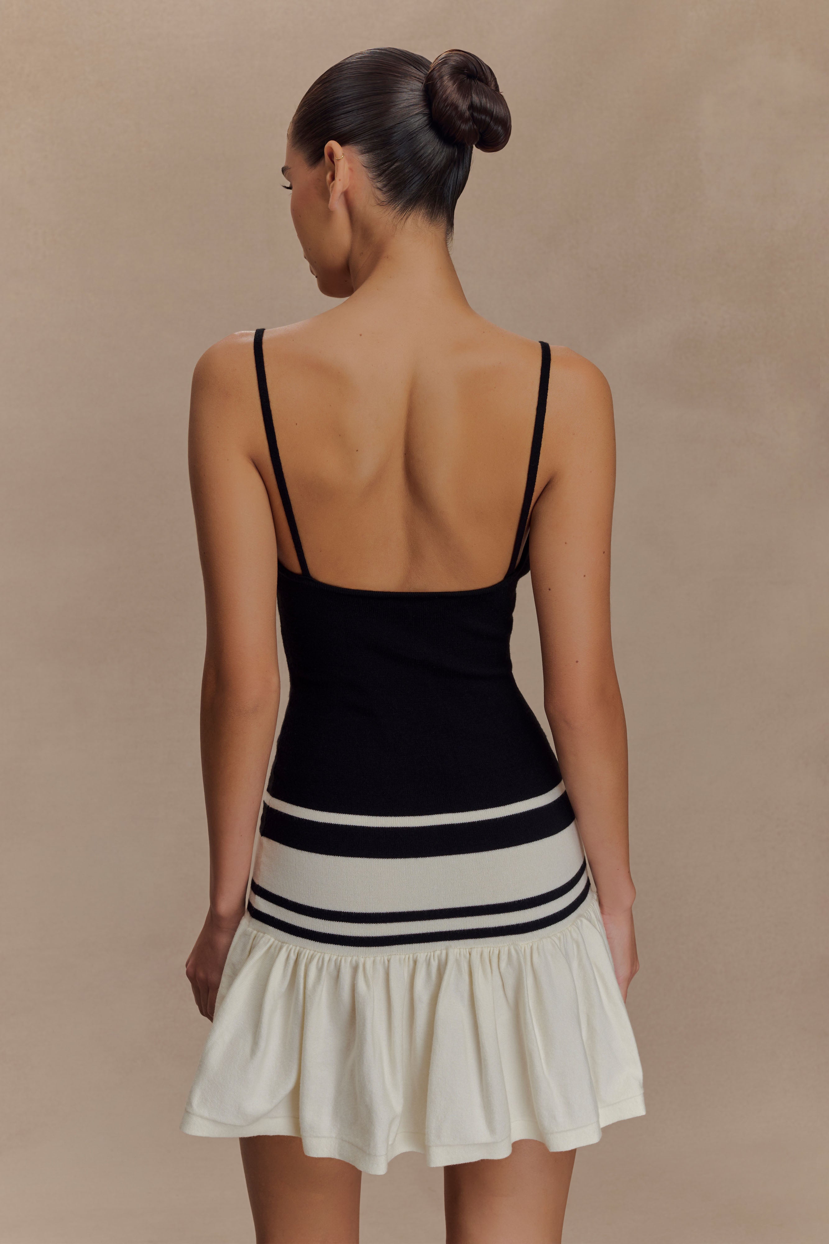 Ellison Contrast Knit Mini Dress - Black/White