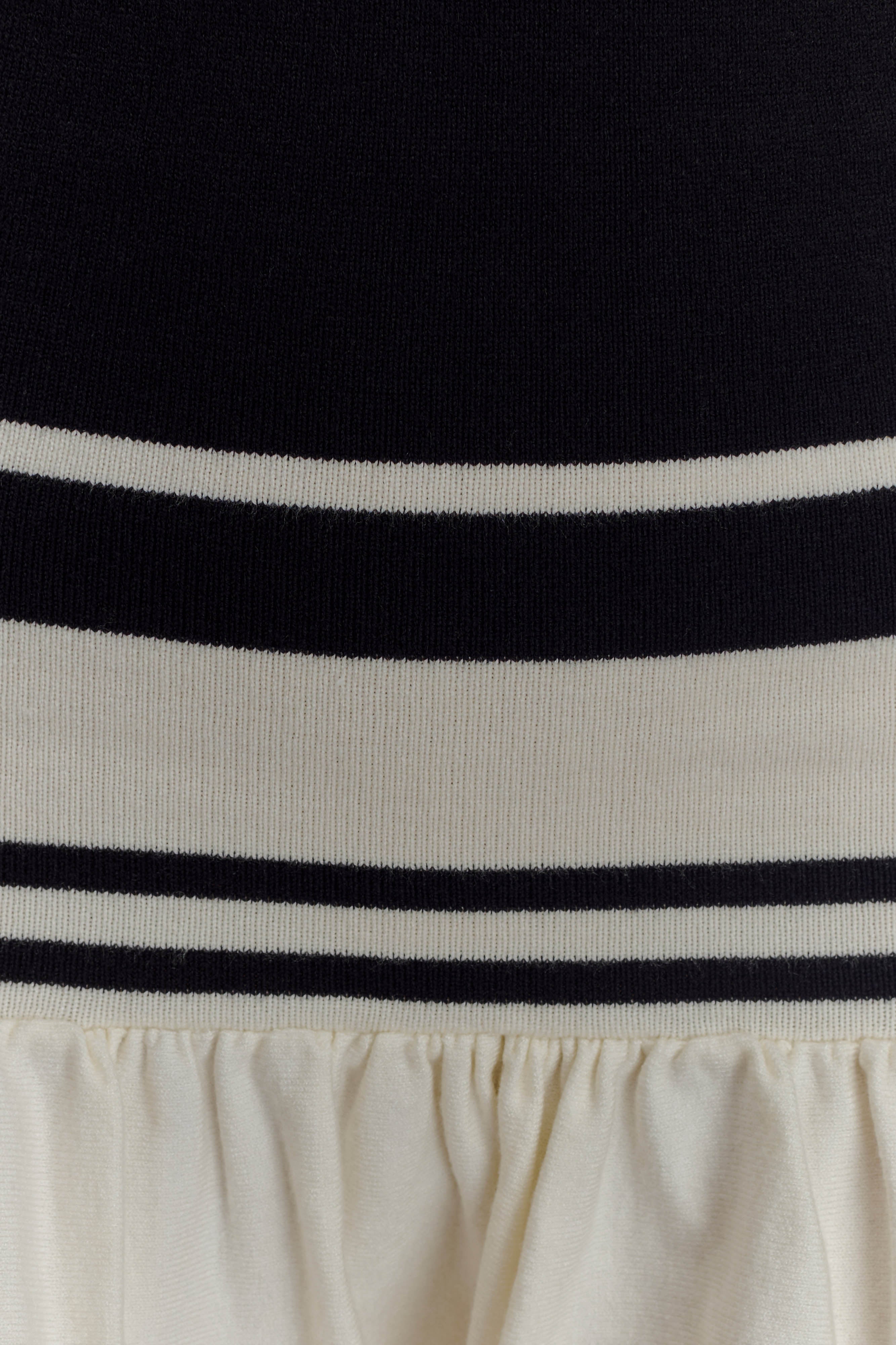 Ellison Contrast Knit Mini Dress - Black/White
