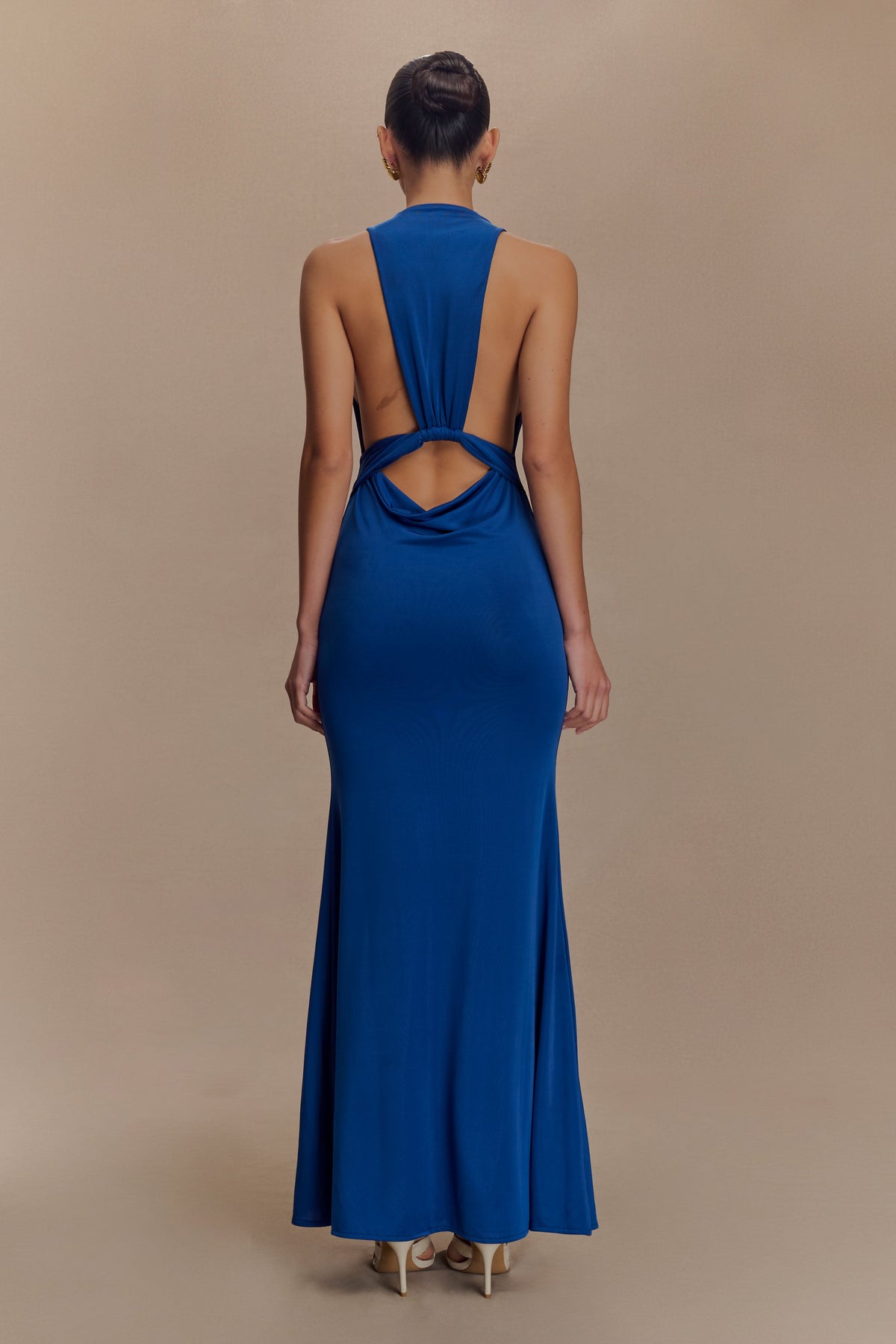 Elke Slinky V Neck Maxi Dress - Cobalt