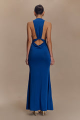 Elke Slinky V Neck Maxi Dress - Cobalt