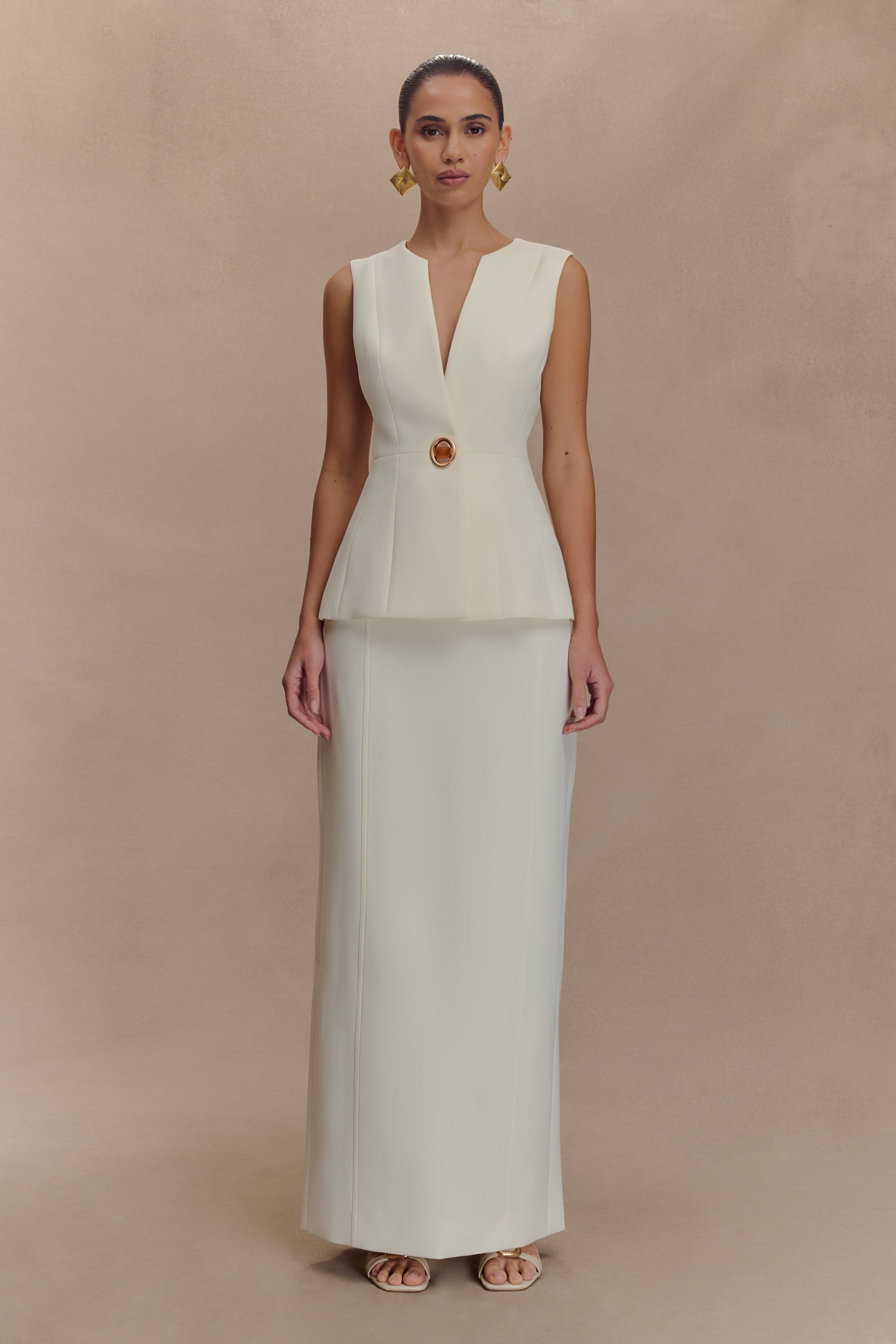 Angelie Suiting Maxi Skirt - Ivory