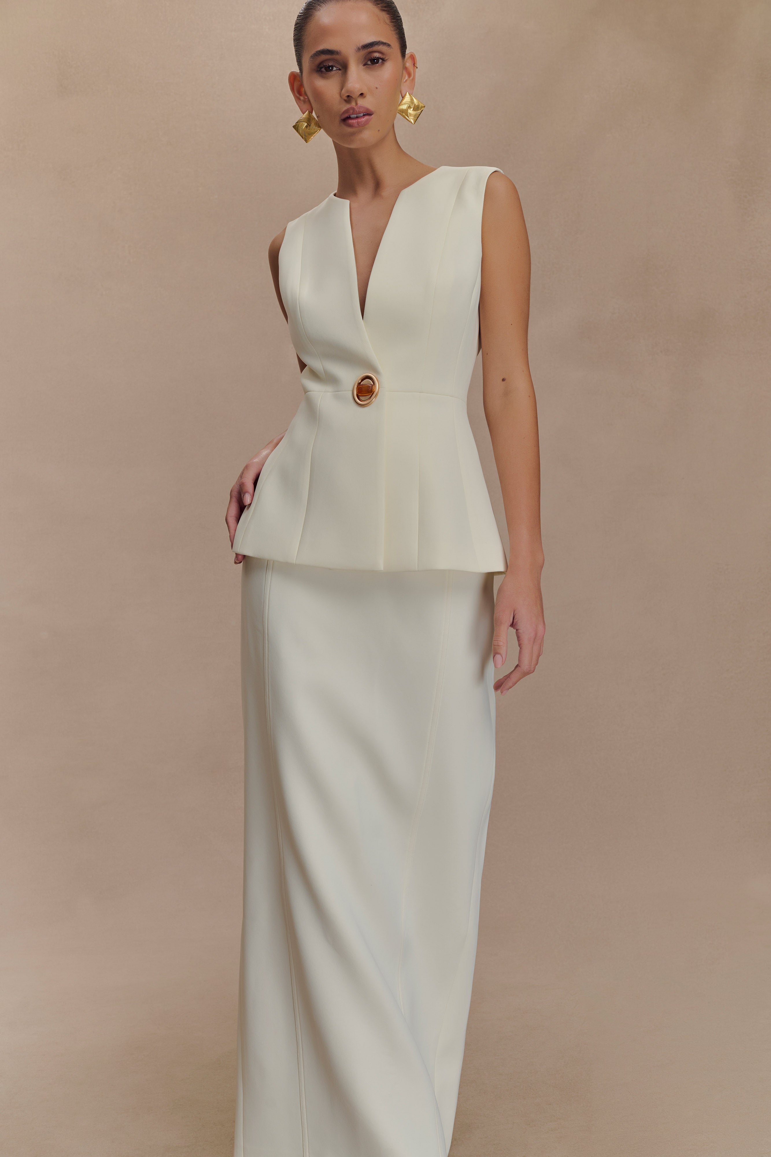 Angelie Suiting Maxi Skirt - Ivory
