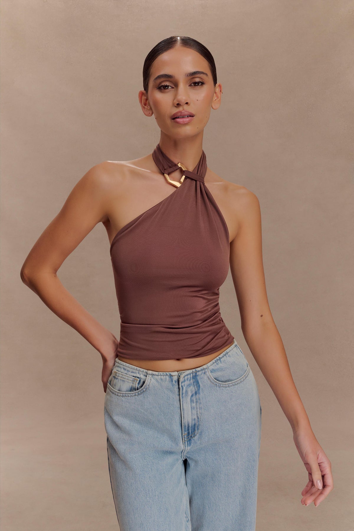 Mariposa Slinky Halter Top - Chocolate