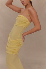 Elora Strapless Knit Maxi Dress - Lemon