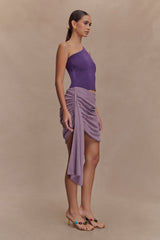 Cali Drape Skirt Knit Mini Dress - Purple
