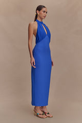 Mierah Halter Midi Dress - Cobalt Blue