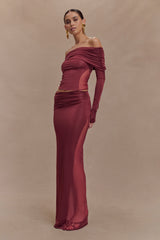 Judy Slinky And Mesh Maxi Skirt - Wine