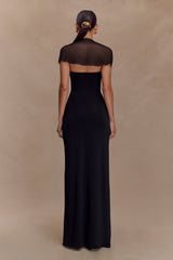 Wyatt Slinky And Mesh Maxi Dress - Black