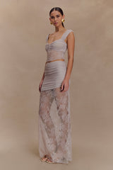 Guinevere Lace And Mesh Maxi Skirt - Lilac