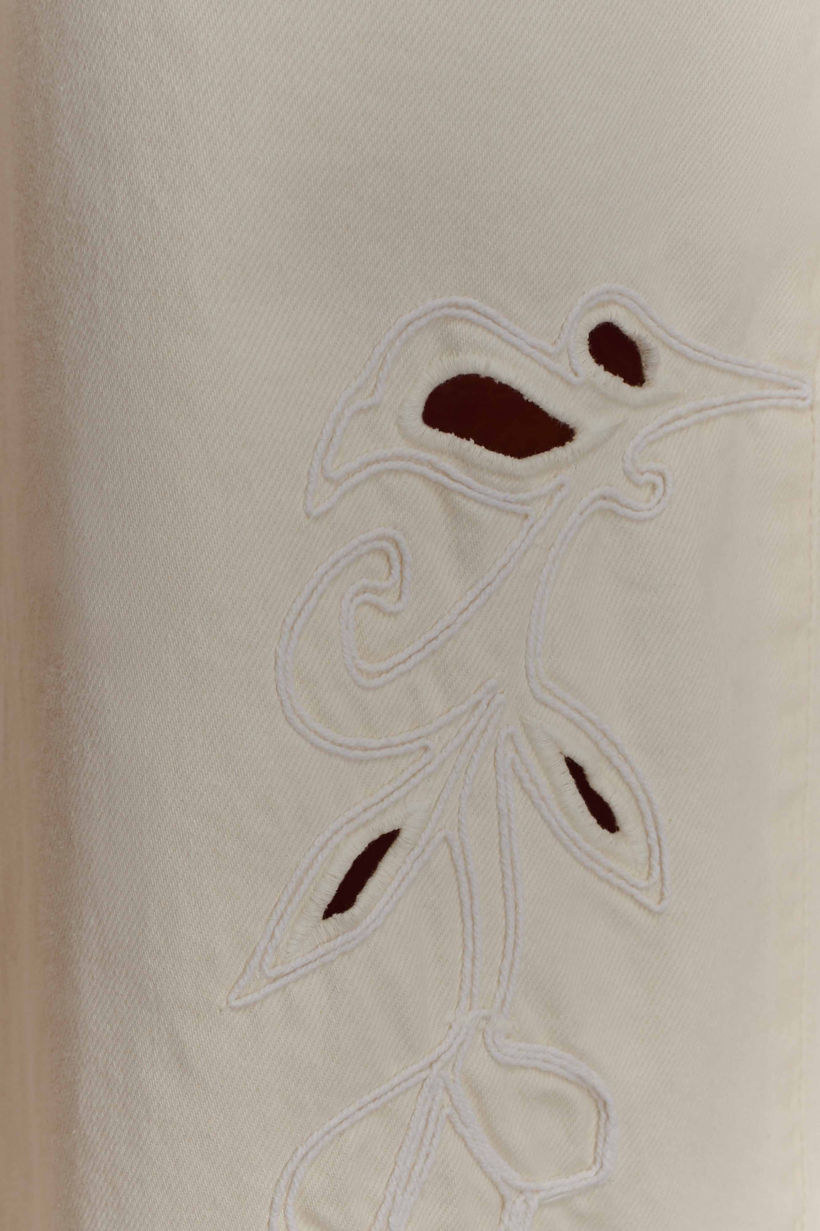 Carmella Embroided Jeans - Ecru