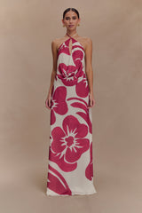 Katalina Chiffon Maxi Skirt - Red Deco Fleur Print