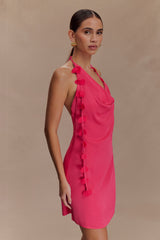 Gwenda Satin Floral Mini Dress - Dragonfruit