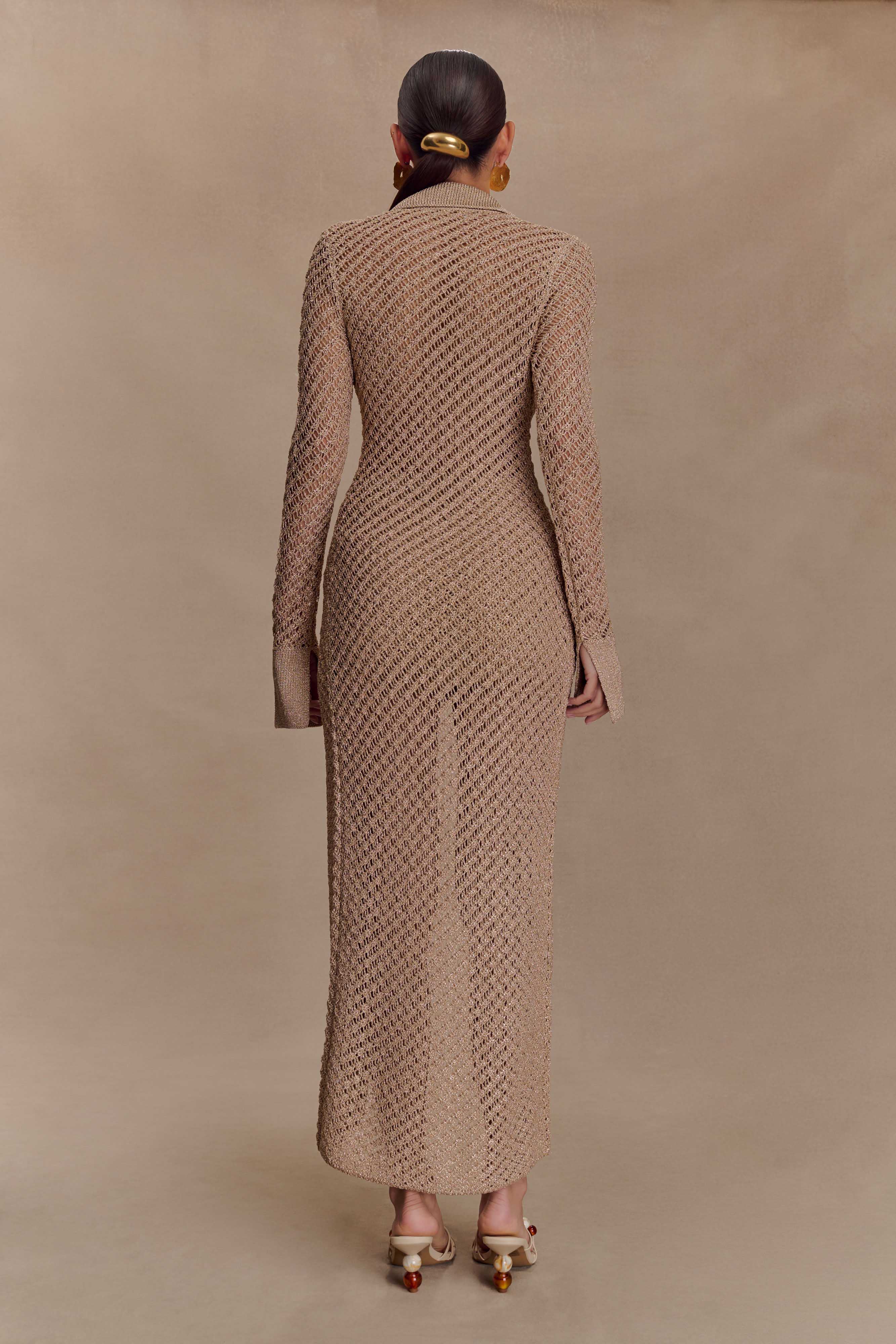 Waverley Metallic Knit Swim Cover Up - Gold