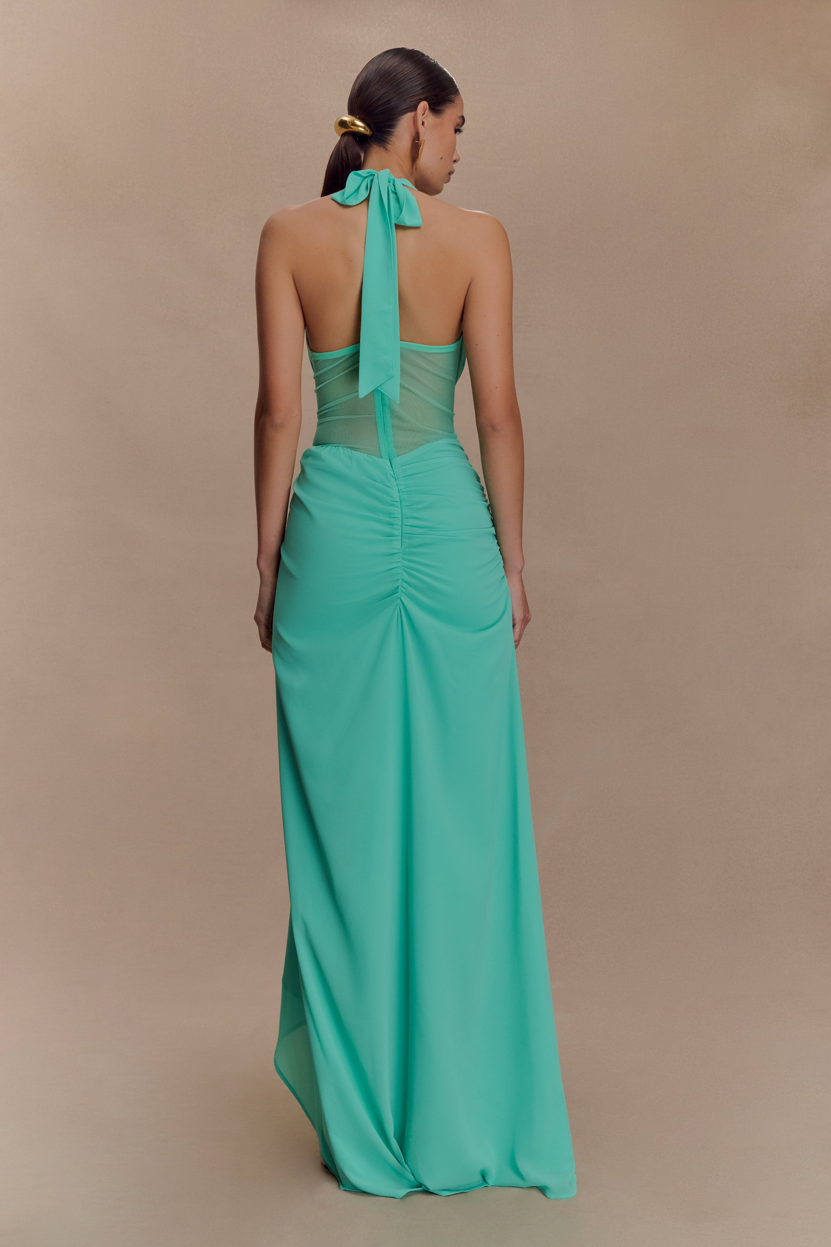 Jonna Chiffon And Mesh Maxi Dress - Lagoon