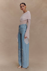 Carmella Embroided Jeans - Mid Blue