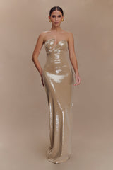 Winston Strapless Sequin Maxi Dress - Taupe