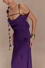 Rosalie Floral Chiffon Maxi Dress - Purple